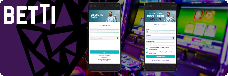 Login vs. Registration Betti Casino